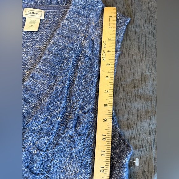 L.L.Bean Sweater Vest Women Med Blue Wool Blend Button Up Cable Knit Sleeveles - Picture 9 of 10